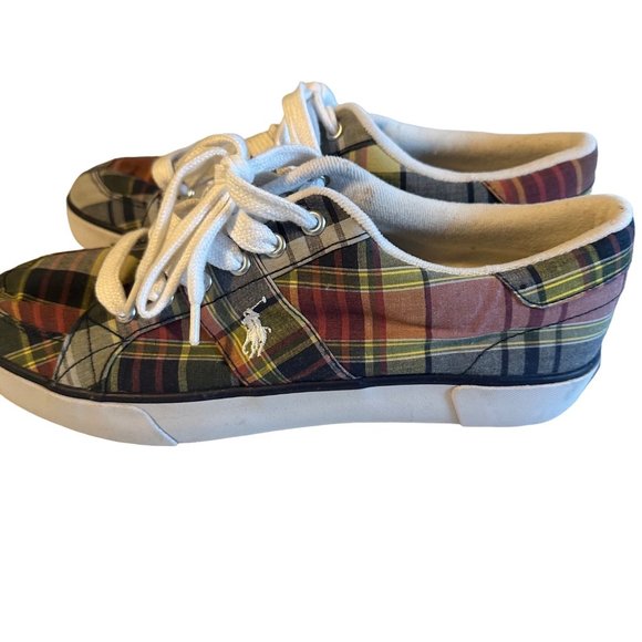 Polo Ralph Lauren multicolor plaid sneaker size 8.5 D - Picture 2 of 8